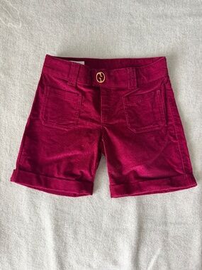 GUCCI | Cranberry Red Corduroy Cuffed Shorts | Sz 8